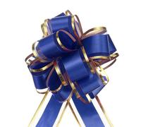 sourcing map 10pcs 4 Inch Large Big Pull Bow with Gold Edge, Organza Car Gift Wrapping Bow Ribbon for Wedding Car Baskets Presents Christmas Bow, Dark Blue