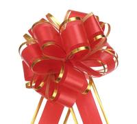 sourcing map 10pcs 4 Inch Large Big Pull Bow with Gold Edge, Red