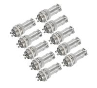sourcing map 10Pcs 4 Pin GX16 Aviation Connector 250V 15A 16mm Socket Metal Circular Plug Connector with Male Female Plug for Trailers, Drones, Industrial Equipment, Silver