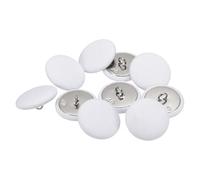 sourcing map 10pcs 40L Fabric Cloth Covered Button 25mm 1" Round Metal Shank Satin Sewing DIY Craft Buttons for Bridal Wedding Suits Dress Blouses Sweaters, White