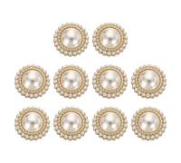 sourcing map 10pcs 40L Gold Faux Pearl Buttons 25mm 1" Plastic Round Sewing Button Replacement Craft Fastener for Coats Clothing DIY Decoration Crafts #17