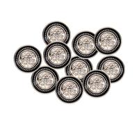 sourcing map 10pcs 40L Gold White Faux Pearl Buttons 25mm 1" Dia 0.39" Thick Plastic Round Sewing Button Replacement Craft Fastener for Coats Clothing Style C