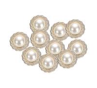sourcing map 10pcs 40L Gold White Faux Pearl Buttons 25mm 1" Dia 0.55" Thick Plastic Round Sewing Button Replacement Craft Fastener for Coats Clothing Style N