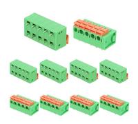 sourcing map 10pcs 5.08mm 0.2" Pitch Spring PCB Terminal Block Connector 10 Pin 90 Degree Pin Quick PCB Wiring Terminals Mechanical Equipment, Green
