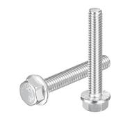 sourcing map 10Pcs 5/16-18 x 2" Flanged Hex Head Bolts, 304 Stainless Steel Flange Hexagon Screws, Flange Hex Drive Screws 5.8 Grade for Machinery Industry Home Appliances, Silver
