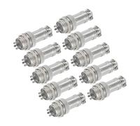 sourcing map 10Pcs 5 Pin GX16 Aviation Connector 250V 15A 16mm Socket Metal Circular Plug Connector with Male Female Plug for Trailers, Drones, Industrial Equipment, Silver