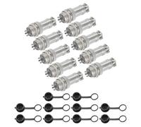 sourcing map 10Pcs 5 Pin GX16 Aviation Connector 250V 15A 16mm Socket Metal Circular Plug Connector with Male Female Plug and Waterproof Caps for Trailers, Drones, Industrial Equipment, Silver