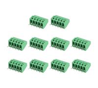 sourcing map 10Pcs 5 Pin PCB Mount Screw Terminal Block Connector 2.54mm 0.1 Inch Pitch, Green