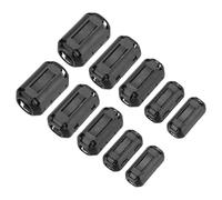 sourcing map 10Pcs 5 Sizes Clip-on Ferrite Ring Core, Ferrite Beads EMI RFI Noise Cable Clip for 3.5mm/5mm/7mm/9mm/13mm Diameter Cable, Black