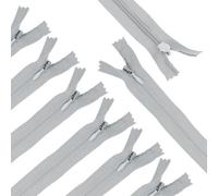 sourcing map 10Pcs 50cm/20-Inch Nylon Coil Zippers, #3 Closed End Separating Jacket Zippers Bulk Frame Replacement for Tailor Sewing Bag Craft Accessories, Gray