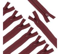 sourcing map 10Pcs 50cm/20-Inch Nylon Coil Zippers, #3 Closed End Separating Jacket Zippers Bulk Frame Replacement for Tailor Sewing Bag Craft Accessories, Wine Red