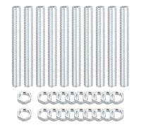 sourcing map 10Pcs 50mm Lamp Pipe Nipples Kit with Lock Nuts, M6x1 Coarse All Threaded Hollow Tube Lamp Repair Hardware Fasteners for Chandelier Ceiling Lamps Assembly DIY, White Zinc