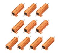 sourcing map 10pcs 50W 0.33 Ohm 5% Aluminum Housing Case Resistor, Wirewound Resistors Screw Tap Chassis Mounted, Gold