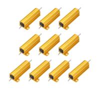 sourcing map 10pcs 50W 0.5 Ohm 5% Aluminum Housing Case Resistor, Wirewound Resistors Screw Tap Chassis Mounted, Gold