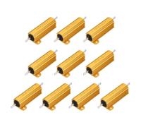 sourcing map 10pcs 50W 15 Ohm 5% Aluminum Housing Case Resistor, Wirewound Resistors Screw Tap Chassis Mounted, Gold