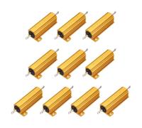 sourcing map 10pcs 50W 18 Ohm 5% Aluminum Housing Case Resistor, Wirewound Resistors Screw Tap Chassis Mounted, Gold