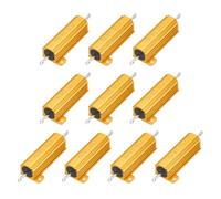 sourcing map 10pcs 50W 3.3 Ohm 5% Aluminum Housing Case Resistor, Wirewound Resistors Screw Tap Chassis Mounted, Gold