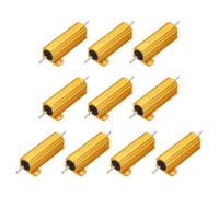 sourcing map 10pcs 50W 5 Ohm 5% Aluminum Housing Case Resistor, Wirewound Resistors Screw Tap Chassis Mounted, Gold