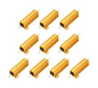 sourcing map 10pcs 50W 5K Ohm 5% Aluminum Housing Case Resistor, Wirewound Resistors Screw Tap Chassis Mounted, Gold