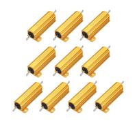 sourcing map 10pcs 50W 60 Ohm 5% Aluminum Housing Case Resistor, Wirewound Resistors Screw Tap Chassis Mounted, Gold