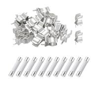 sourcing map 10pcs 5A 250V Slow Blow Ceramic Fuse, 5Amp Cartridge Time Delay Fuses 6x30mm with 20pcs Clips
