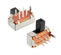 sourcing map 10Pcs 5mm Horizontal Slide Switch DPDT 2P2T 6 Terminals PCB Panel Latching