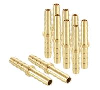sourcing map 10pcs 5mm to 5mm Brass Hose Barb Fitting Metal Splicer | Mender for 3D Printing, Air Compressor, CNC Machine, Dies