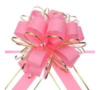 sourcing map 10pcs 6 Inch Large Big Pull Bow with Gold Edge, Organza Car Gift Wrapping Bows Ribbon for Wedding Car Baskets Presents Christmas Bow, Pink