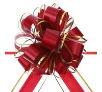 sourcing map 10pcs 6 Inch Large Big Pull Bow with Gold Edge, Organza Car Gift Wrapping Bows Ribbon for Wedding Car Baskets Presents Christmas Bow, Burgundy Red