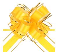 sourcing map 10pcs 6 Inch Large Big Pull Bow with Gold Edge, Organza Car Gift Wrapping Bows Ribbon for Wedding Car Baskets Presents Christmas Bow, Yellow
