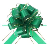sourcing map 10pcs 6 Inch Large Big Pull Bow with Gold Edge, Organza Car Gift Wrapping Bows Ribbon for Wedding Car Baskets Presents Christmas Bow, Green