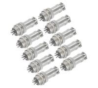 sourcing map 10Pcs 6 Pin GX16 Aviation Connector 250V 15A 16mm Socket Metal Circular Plug Connector with Male Female Plug for Trailers, Drones, Industrial Equipment, Silver