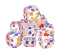 sourcing map 10Pcs 6 Sided Acrylic Dice, 16mm/0.63" Rounded Corner Translucent Colored D6 Game Dice for Theme Party Fun Table Board Games, Clear