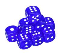 sourcing map 10Pcs 6 Sided Acrylic Dice, 25mm/0.98" Rounded Corner Translucent Colored D6 Game Dice for Theme Party Fun Table Board Games, Blue