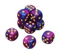 sourcing map 10Pcs 6 Sided Colored Standard Dice, 16mm Acrylic D6 Mini Polyhedral Pearl Pattern Two Tone Colors Game Dice Set for Table Games, Purple/Blue, Gold Point