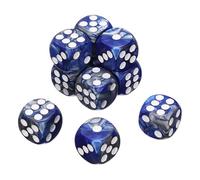 sourcing map 10Pcs 6 Sided Colored Standard Dice, 16mm Acrylic D6 Mini Polyhedral Pearl Pattern Two Tone Colors Game Dice Set for Table Games, Blue/Silver, White Point