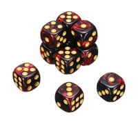 sourcing map 10Pcs 6 Sided Colored Standard Dice, 16mm Acrylic D6 Mini Polyhedral Pearl Pattern Two Tone Colors Game Dice Set for Table Games, Black/Red, Gold Point