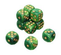 sourcing map 10Pcs 6 Sided Colored Standard Dice, 16mm Acrylic D6 Mini Polyhedral Pearl Pattern Two Tone Colors Game Dice Set for Table Games, Dark Green/Light Green, Gold Point