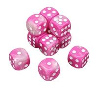 sourcing map 10Pcs 6 Sided Colored Standard Dice, 16mm Acrylic D6 Mini Polyhedral Pearl Pattern Two Tone Colors Game Dice Set for Table Games, Rose Red/White, White Point