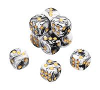sourcing map 10Pcs 6 Sided Colored Standard Dice, 16mm Acrylic D6 Mini Polyhedral Pearl Pattern Two Tone Colors Game Dice Set for Table Games, Black/White, Gold Point