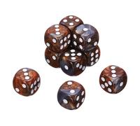 sourcing map 10Pcs 6 Sided Colored Standard Dice, 16mm Acrylic D6 Mini Polyhedral Pearl Pattern Two Tone Colors Game Dice Set for Table Games, Gray/Orange, White Point