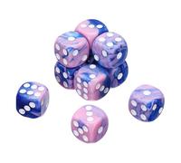 sourcing map 10Pcs 6 Sided Colored Standard Dice, 16mm Acrylic D6 Mini Polyhedral Pearl Pattern Two Tone Colors Game Dice Set for Table Games, Pink/Blue, White Point