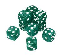 sourcing map 10Pcs 6 Sided Colored Standard Dice, Acrylic D6 Mini Polyhedral Pearl Pattern Game Dice Set for Table Games, Dark Green/White Point