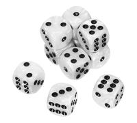 sourcing map 10Pcs 6 Sided Colored Standard Dice, Acrylic D6 Mini Polyhedral Pearl Pattern Game Dice Set for Table Games, White/Black Point
