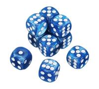 sourcing map 10Pcs 6 Sided Colored Standard Dice, Acrylic D6 Mini Polyhedral Pearl Pattern Game Dice Set for Table Games, Blue/White Point