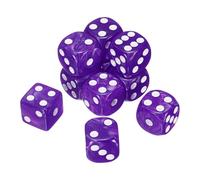 sourcing map 10Pcs 6 Sided Colored Standard Dice, Acrylic D6 Mini Polyhedral Pearl Pattern Game Dice Set for Table Games, Purple/White Point