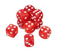 sourcing map 10Pcs 6 Sided Colored Standard Dice, Acrylic D6 Mini Polyhedral Pearl Pattern Game Dice Set for Table Games or Math Learning, Red/White Point