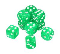 sourcing map 10Pcs 6 Sided Colored Standard Dice, Acrylic D6 Mini Polyhedral Pearl Pattern Game Dice Set for Table Games or Math Learning, Light Green/White Point