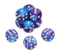 sourcing map 10Pcs 6 Sided Standard Dice, 2 Colors 16mm Acrylic D6 Mini Polyhedral Pearl Pattern Game Dice Set for Table Games, Purple and Drak Blue/White Point