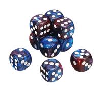 sourcing map 10Pcs 6 Sided Standard Dice, 2 Colors 16mm Acrylic D6 Mini Polyhedral Pearl Pattern Game Dice Set for Table Games, Red and Blue/White Point